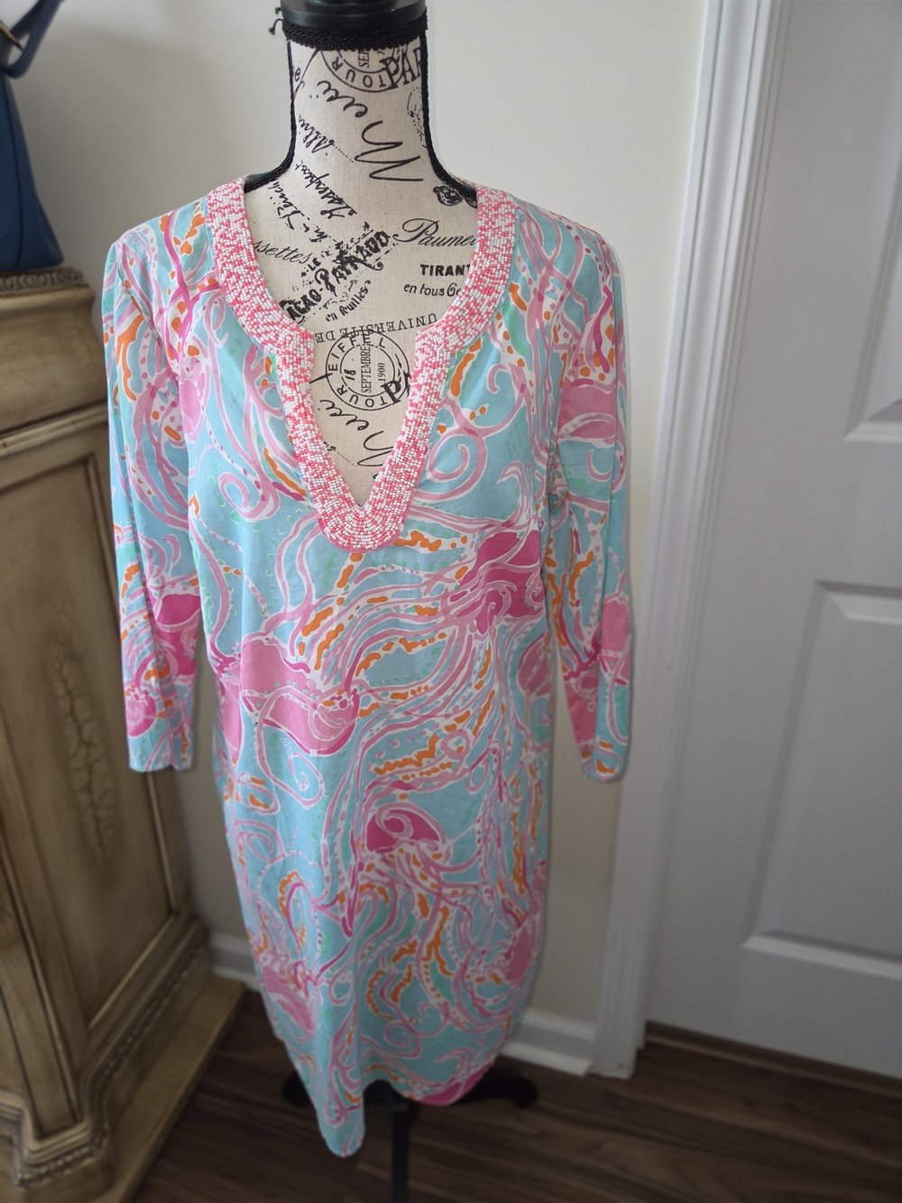 Lilly Pulitzer Pink Aqua Swirl Printed Tunic Dress